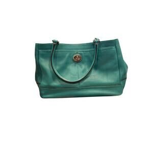 Coach Park turquoise Carryall Satchel pebble Leather satchel.